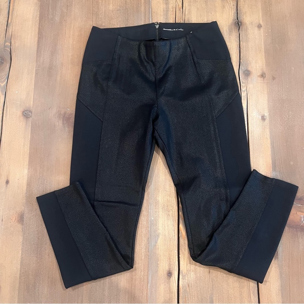 Abercrombie & Fitch Black Faux Leather Textured Pants